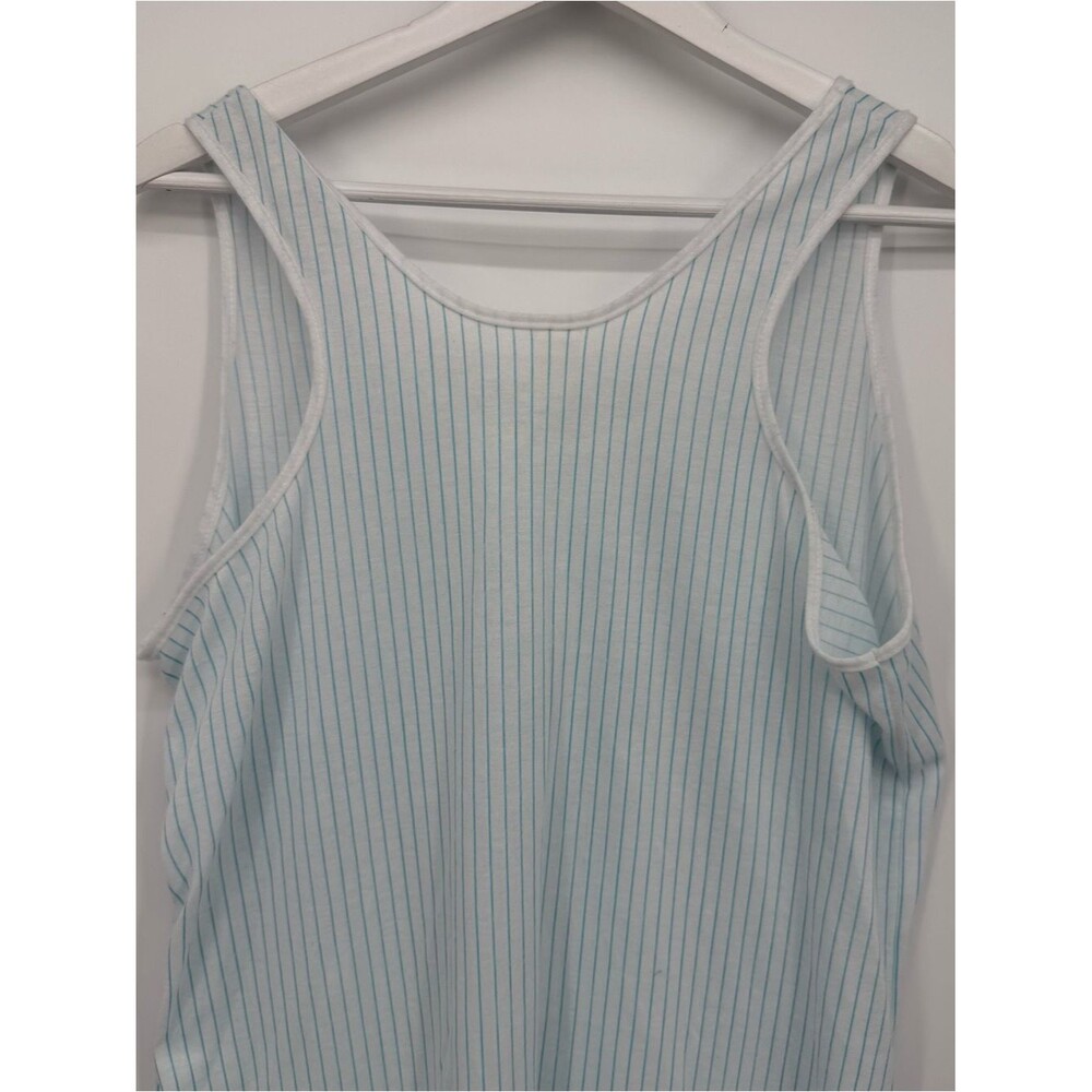 Petra Fashions Blue Pinstripe Mini Nightgown Dress Sleeveless Coastal Size Med - Picture 7 of 8